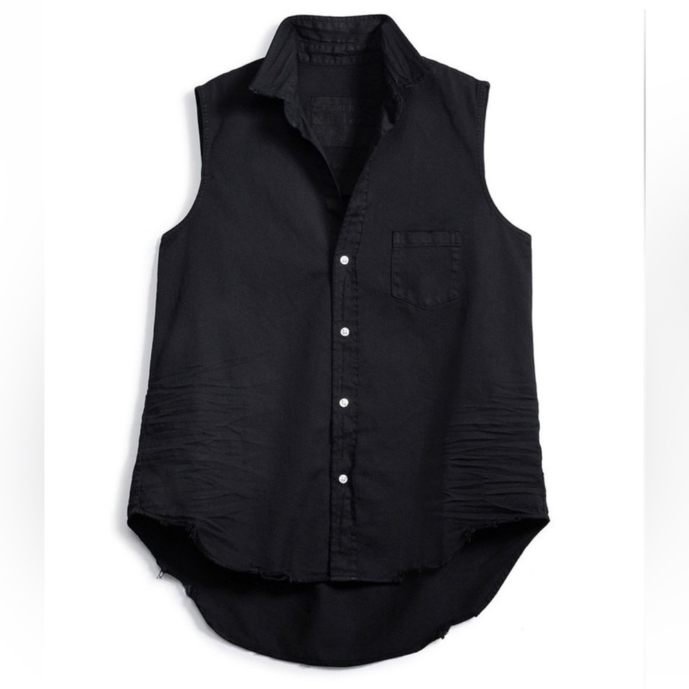 Frank & Eileen Fiona Black Casual Button Down Shirt tattered denim